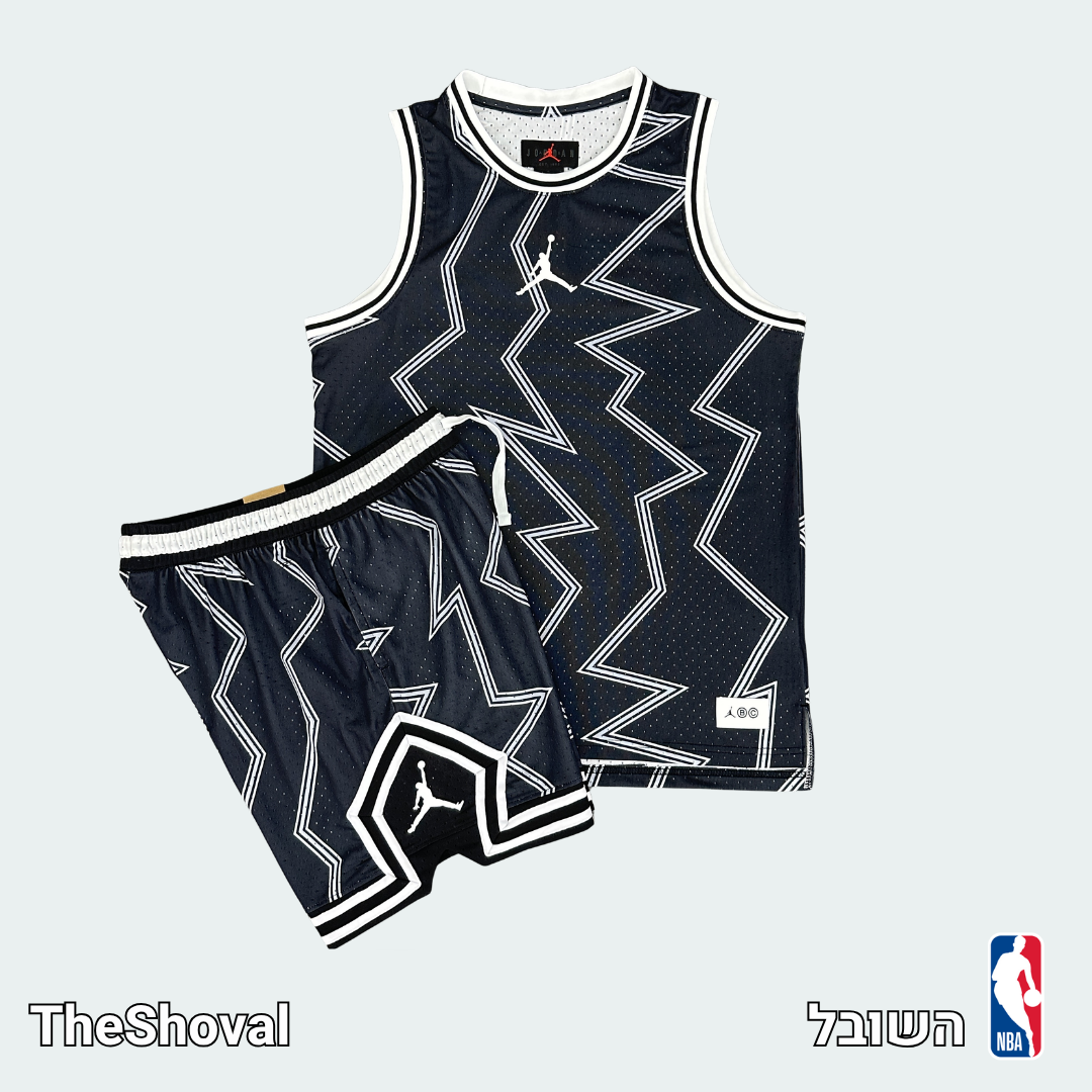 סט שלם גופייה + מכנס Jordan Set Black Lightning